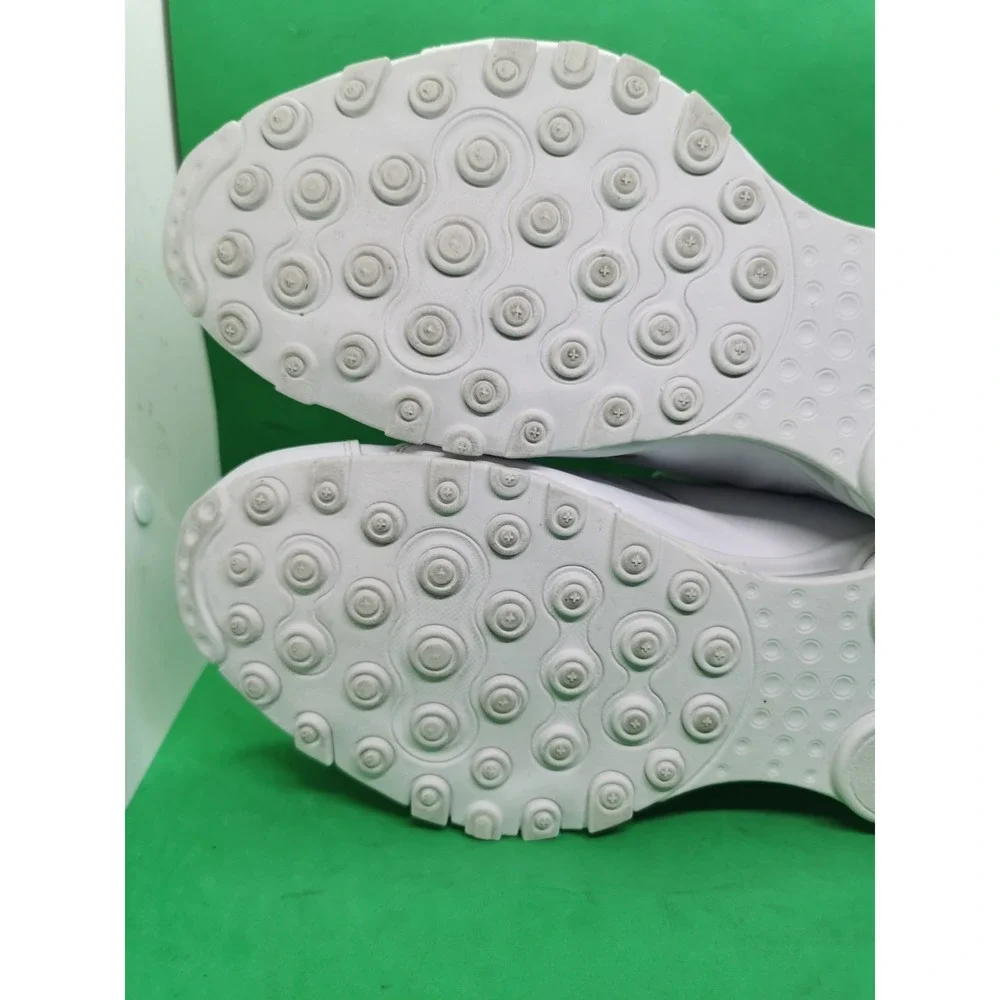 Nike Shox NZ Shoes Mens Sz 10.5 Triple White Leather Athletic Sneaker 378341-128